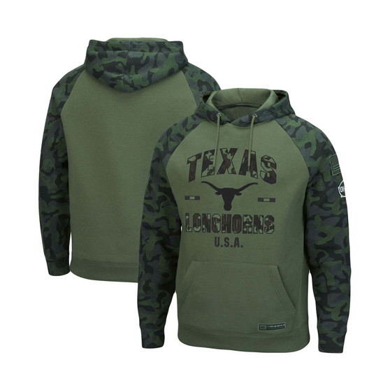 Men's Olive, Camo Texas Longhorns OHT Military-Inspired Appreciation Raglan Pullover Hoodie