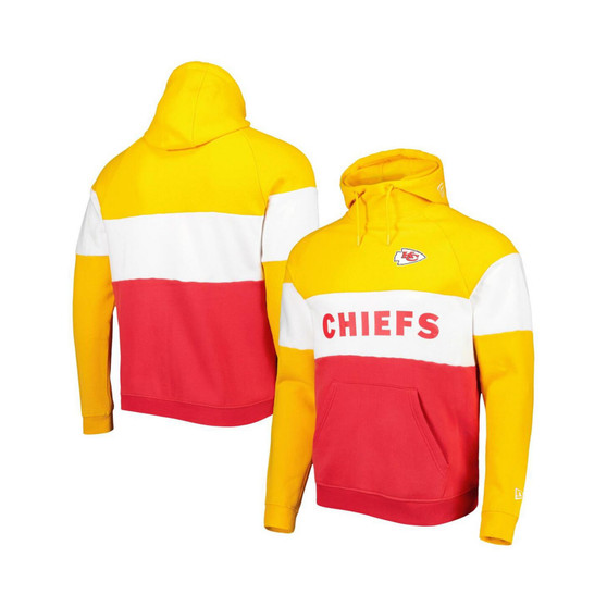 Men's Red, Gold Kansas City Chiefs Colorblock Current Pullover Hoodie