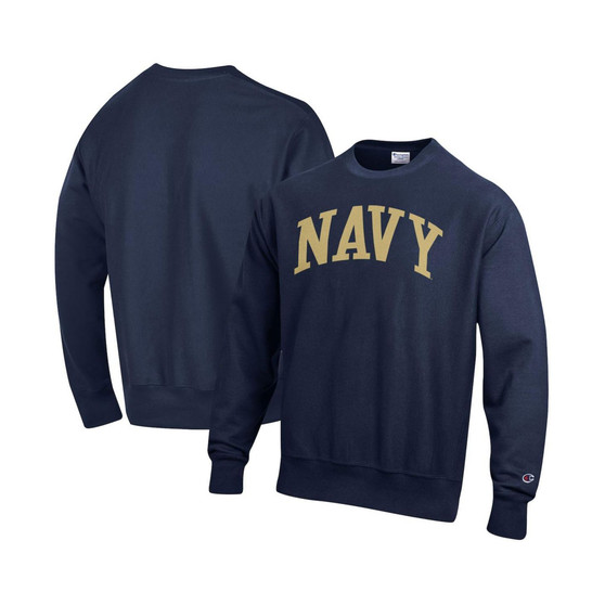 Men's Navy Navy Midshipmen Arch Reverse Weave Pullover Sweatshirt