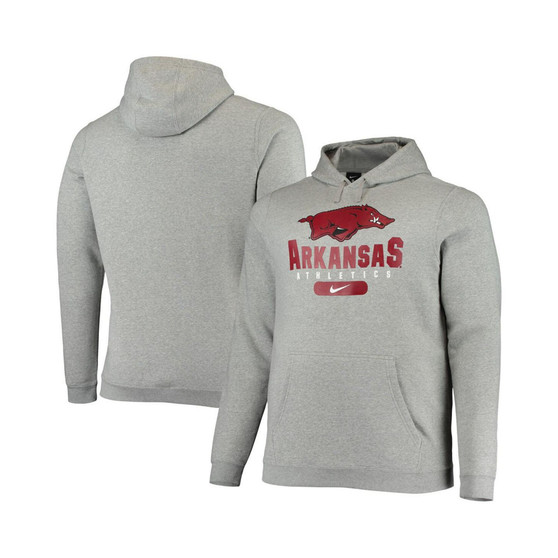 Men's Heathered Gray Arkansas Razorbacks Big and Tall Club Stack Fleece Pullover Hoodie