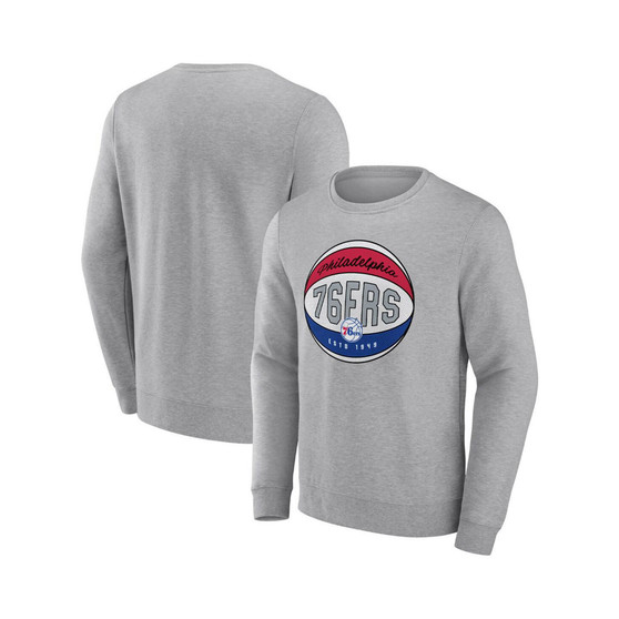 Men's Branded Heathered Gray Philadelphia 76ers True Classics Vint Pullover Sweatshirt