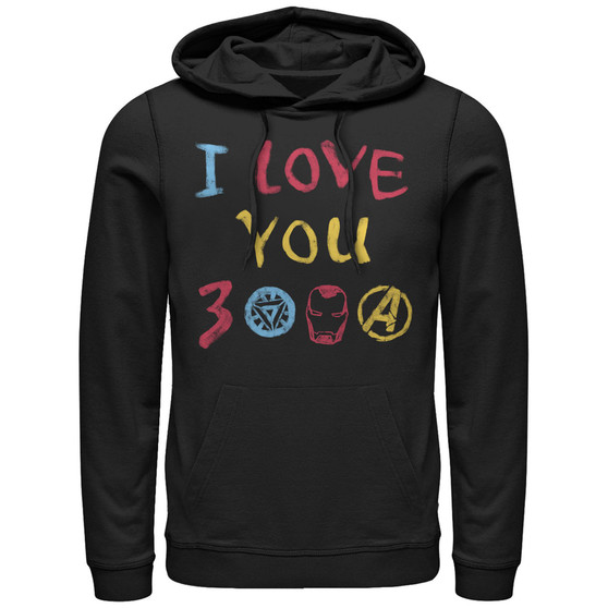 Marvel Men's Avengers Endgame Iron Man Hand Drawn I Love You 3000, Pullover Hoodie