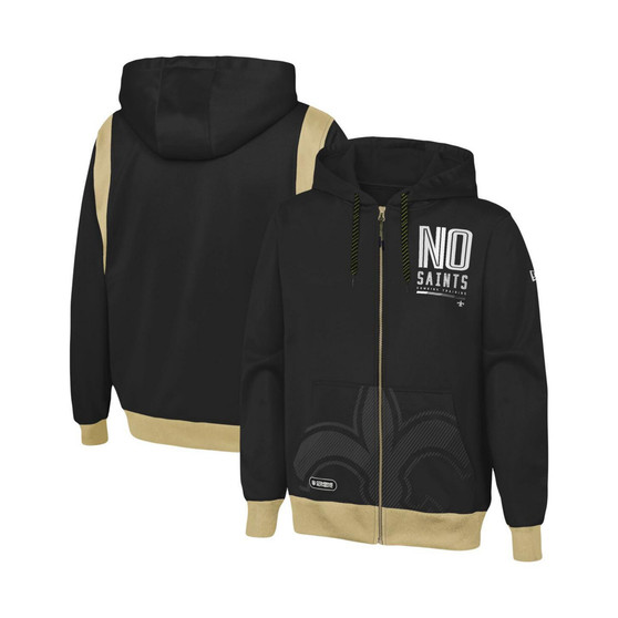 Men's Black New Orleans Saints Combine Authentic Drop Back Full-Zip Hoodie