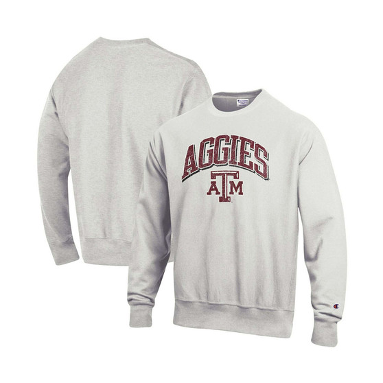 Men's Gray Texas A M Aggies Arch Over Logo Reverse Weave Pullover Sweatshirt