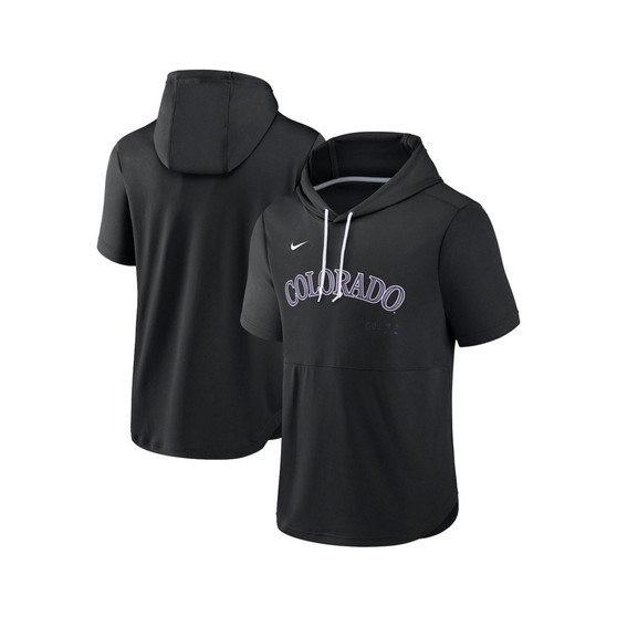 Men's Black Colorado Rockies Springer Short Sleeve Team Pullover Hoodie