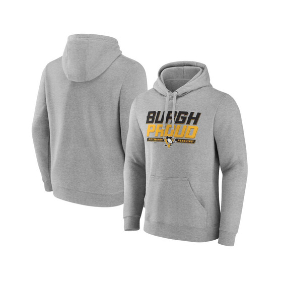 Men's Branded Heathered Gray Pittsburgh Penguins Hometown Burgh Proud Fitted Pullover Hoodie