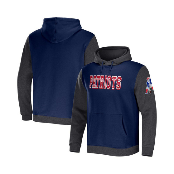 Men's NFL x Darius Rucker Collection by Navy, Charcoal New England Patriots Colorblock Pullover Hoodie