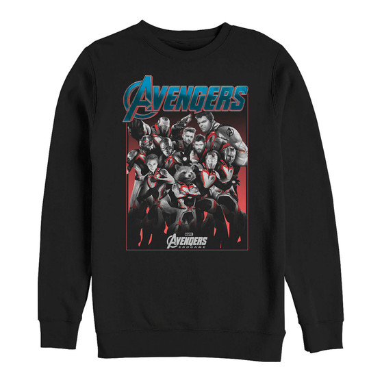 Marvel Men's Avengers Endgame Grayscale Group Poster, Crewneck Fleece