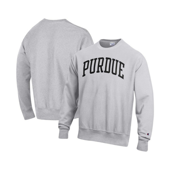 Men's Heathered Gray Purdue Boilermakers Arch Reverse Weave Pullover Sweatshirt