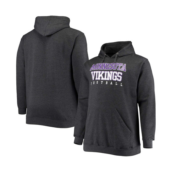 Men's Big and Tall Heathered Charcoal Minnesota Vikings Practice Pullover Hoodie