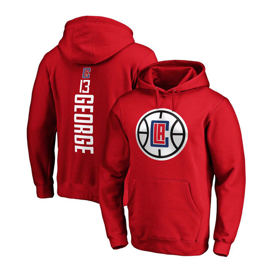 Men's Paul George Red LA Clippers Team Playmaker Name and Number Pullover Hoodie