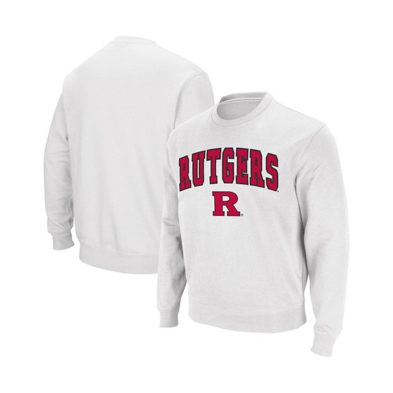 Men's White Rutgers Scarlet Knights Arch & Logo Crew Neck Sweatshirt