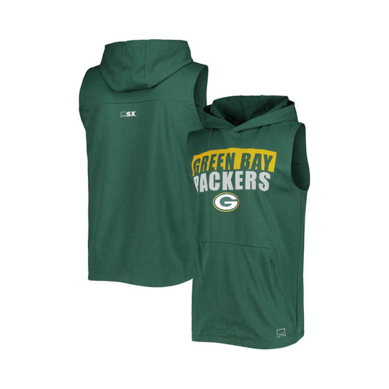 Men's Green Green Bay Packers Relay Sleeveless Pullover Hoodie