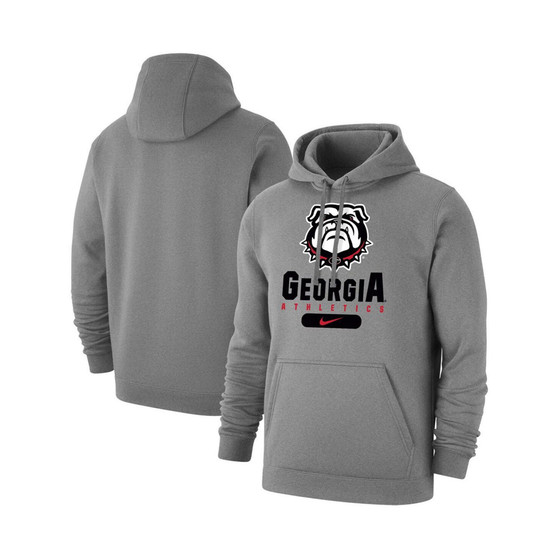 Men's Heathered Gray Georgia Bulldogs Big and Tall Club Stack Fleece Pullover Hoodie