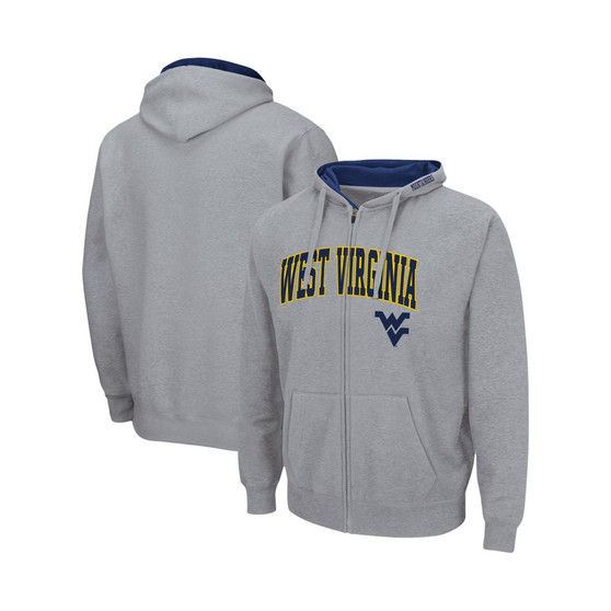 Men's Heathered Gray West Virginia Mountaineers Arch & Logo 3.0 Full-Zip Hoodie