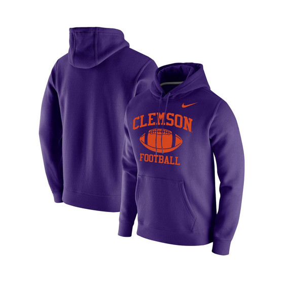 Men's Purple Clemson Tigers Retro Football Club Fleece Pullover Hoodie