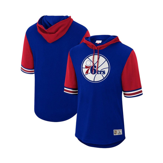 Men's Royal Philadelphia 76ers Hardwood Classics Buzzer Beater Mesh Pullover Hoodie
