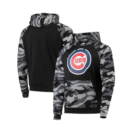 Men's Black Chicago Cubs Camo Raglan Pullover Hoodie