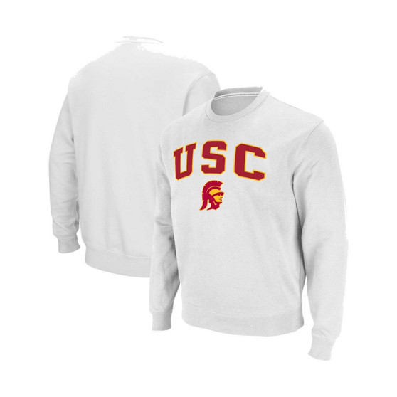 Men's White USC Trojans Arch & Logo Pullover Sweatshirt