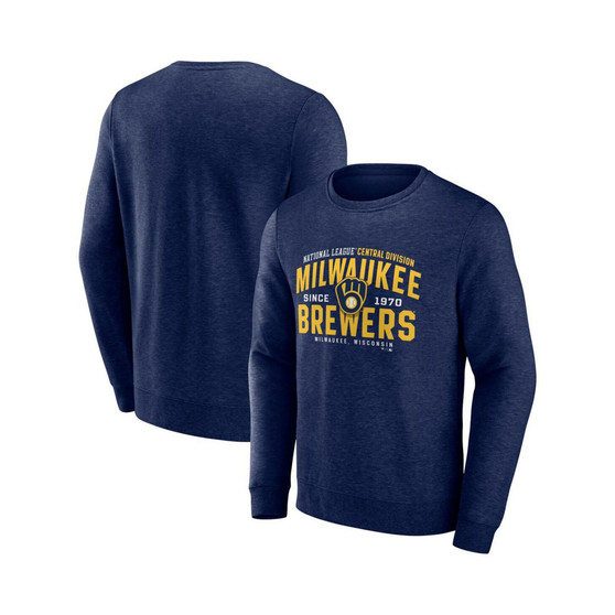 Men's Branded Heathered Navy Milwaukee Brewers Classic Move Pullover Sweatshirt