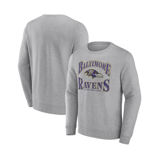 Men's Branded Heathered Charcoal Baltimore Ravens Playability Pullover Sweatshirt