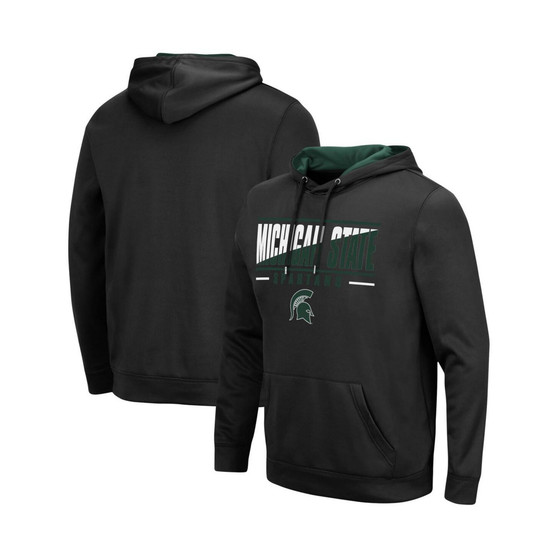 Men's Black Michigan State Spartans Slash Stack 2.0 Pullover Hoodie