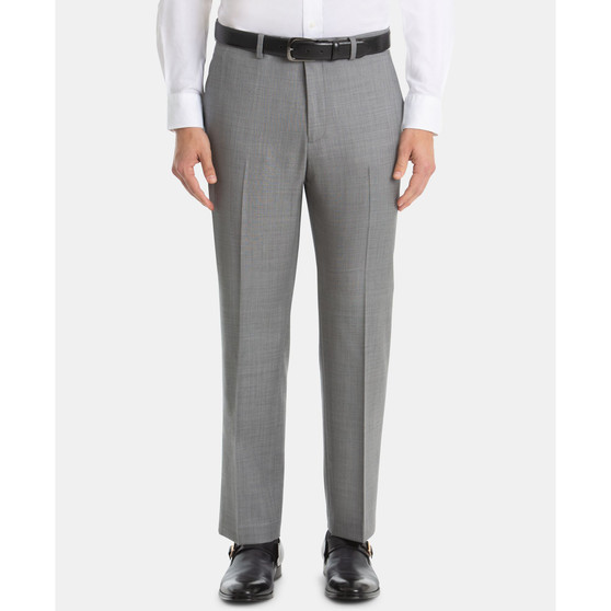 Men's UltraFlex Classic-Fit Light Grey Sharkskin Wool Pants