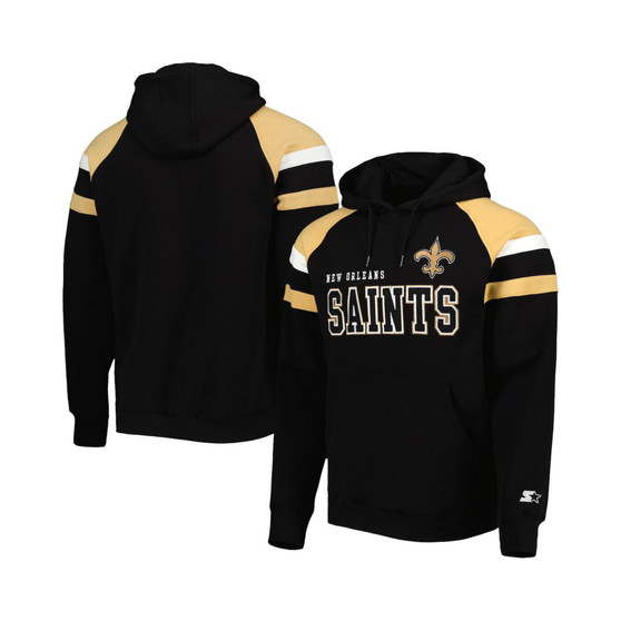 Men's Black New Orleans Saints Draft Fleece Raglan Pullover Hoodie
