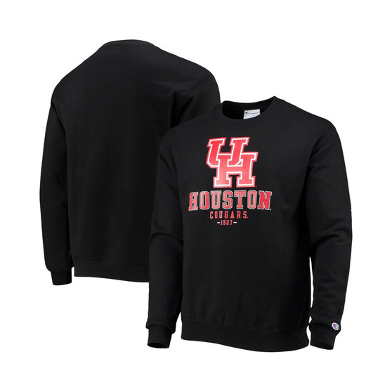 Men's Black Houston Cougars Team Stack Power blend Pullover Sweatshirt