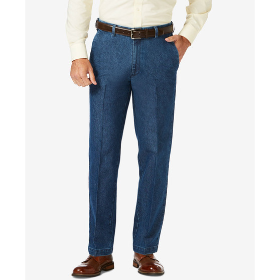 Men's Stretch Denim Classic-Fit Flat Front Pants