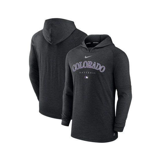 Men's Heather Black Colorado Rockies Authentic Collection Early Work Tri-Blend Performance Pullover Hoodie