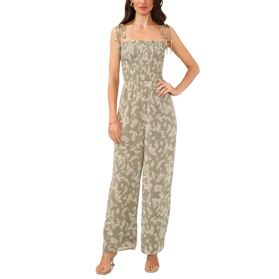Women's Tie Shoulder Smocked Bodice Jumpsuit