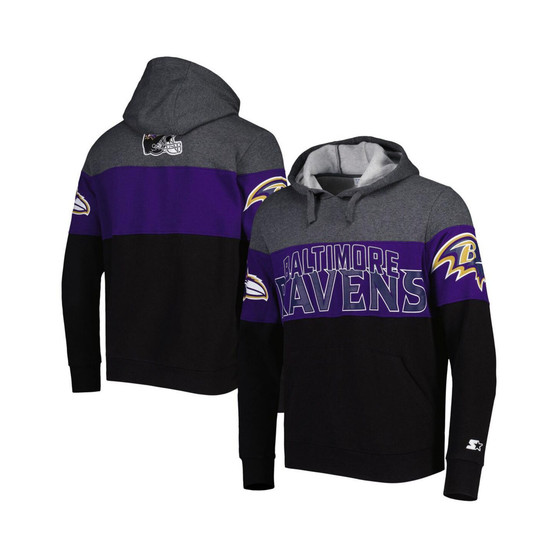 Men's Heather Charcoal, Purple Baltimore Ravens Extreme Pullover Hoodie