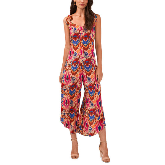 Women's Printed Sleeveless Tie Shoulder Jumpsuit