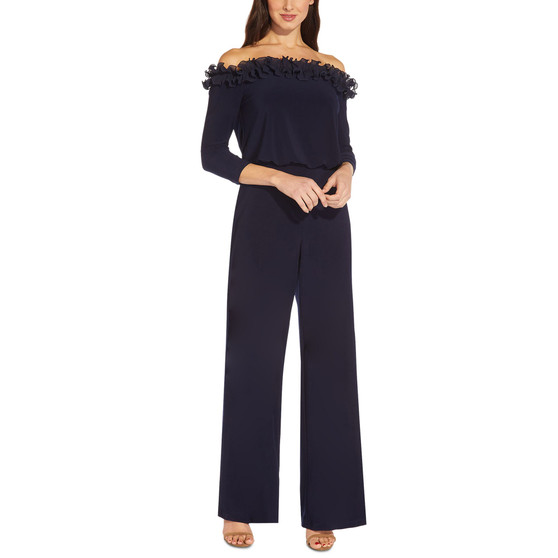 Women's Off-The-Shoulder Ruffled Blouson Jumpsuit