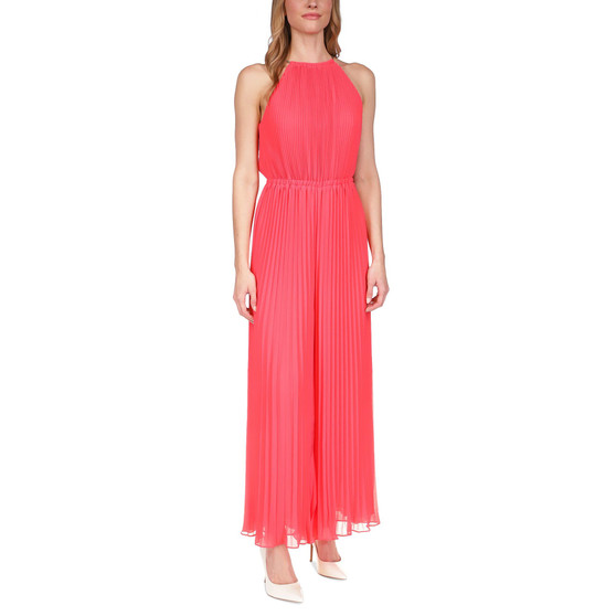 Women's Pleated Chain-Neck Halter Jumpsuit