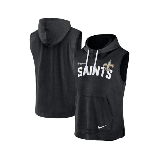 Men's Heather Black New Orleans Saints Sleeveless Pullover Hoodie