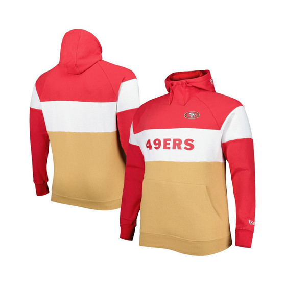 Men's Scarlet, Gold San Francisco 49ers Big and Tall Current Team Colorblock Fleece Raglan Pullover Hoodie