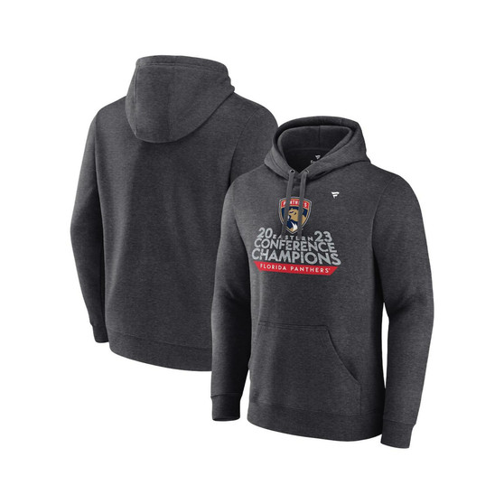 Men's Branded Heather Charcoal Florida Panthers 2023 Eastern Conference Champions Locker Room Pullover Hoodie