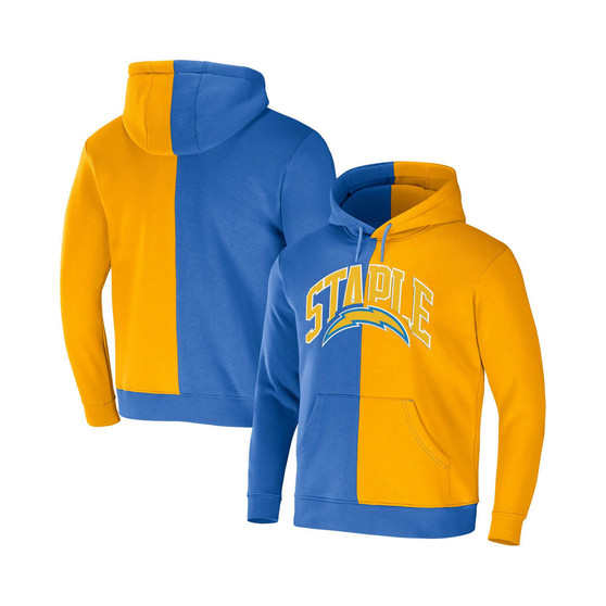 Men's NFL X Staple Blue, Yellow Los Angeles Chargers Split Logo Pullover Hoodie