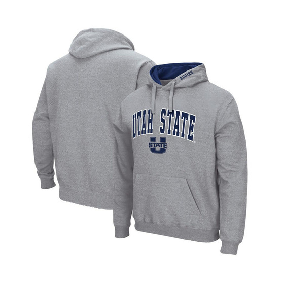 Men's Heathered Gray Utah State Aggies Arch and Logo Pullover Hoodie