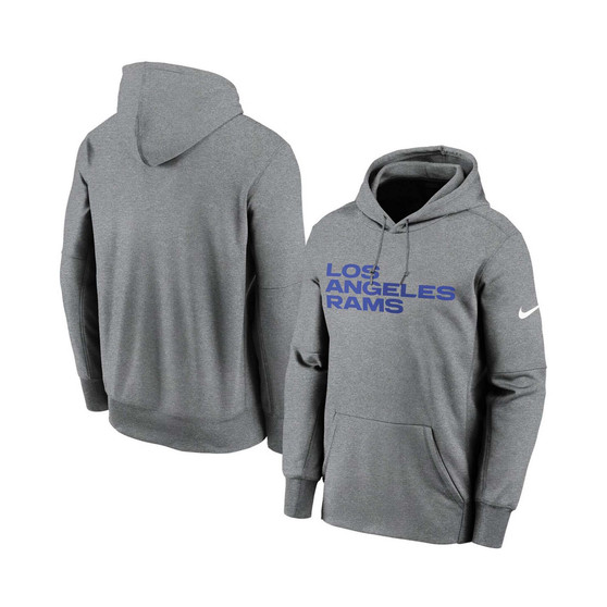 Men's Heather Charcoal Los Angeles Rams Fan Gear Wordmark Performance Pullover Hoodie