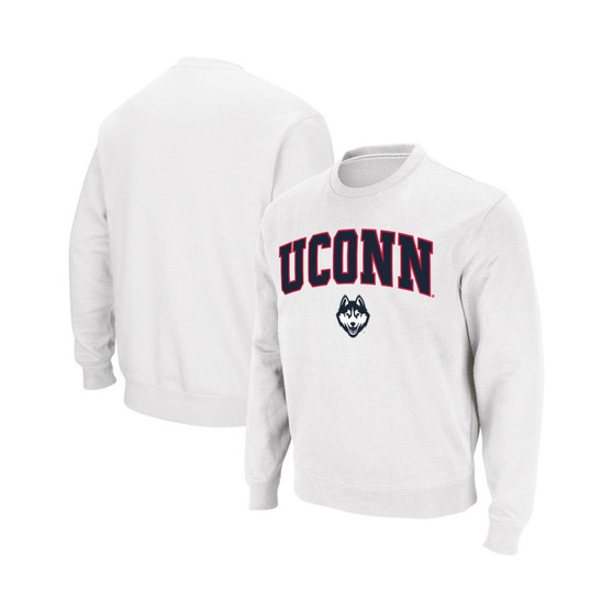 Men's White UConn Huskies Arch & Logo Crew Neck Sweatshirt