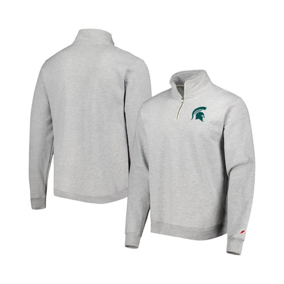 Men's Heather Gray Michigan State Spartans Stack Essential Fleece Quarter-Zip Sweatshirt