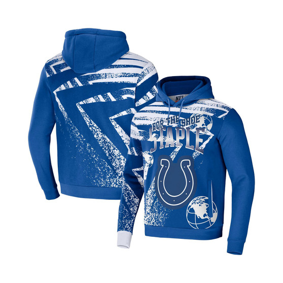 Men's NFL X Staple Blue Indianapolis Colts Team Slogan All Over Print Pullover Hoodie