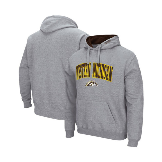 Men's Heathered Gray Western Michigan Broncos Arch and Logo Pullover Hoodie