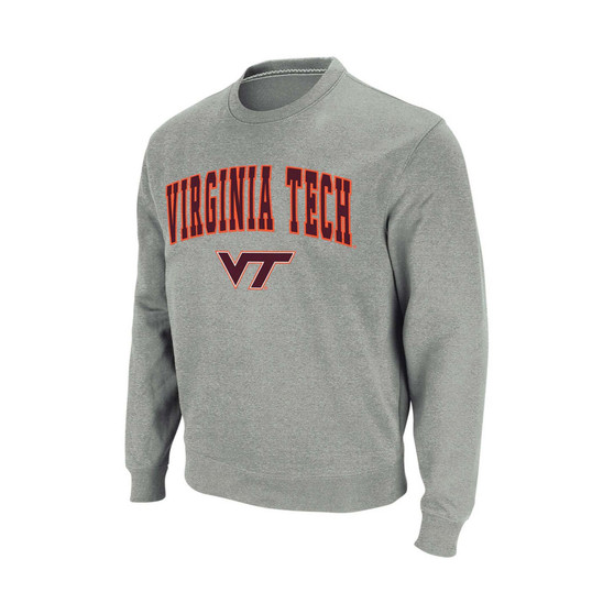 Men's Heather Gray Virginia Tech Hokies Arch Logo Crew Neck Sweatshirt