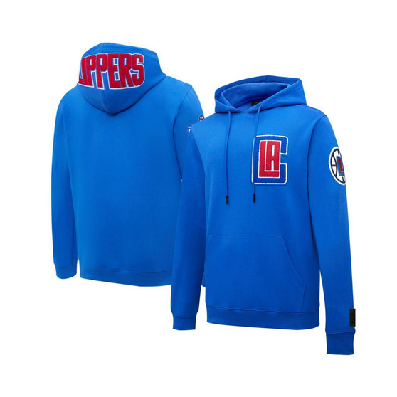 Men's Royal LA Clippers Chenille Pullover Hoodie