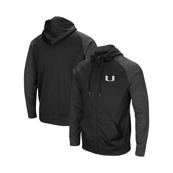 Men's Black Miami Hurricanes Big and Tall Blackout 2.0 Raglan Full-Zip Hoodie