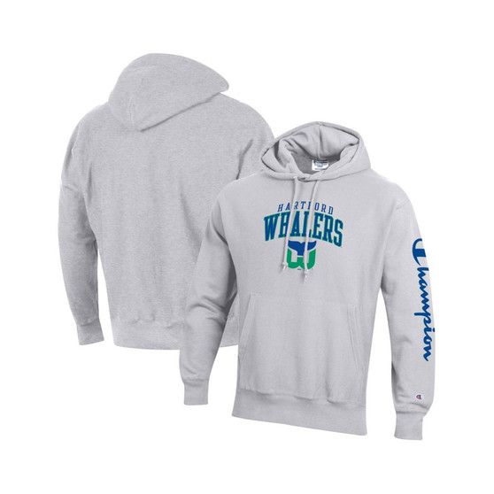 Men's Heather Gray Hartford Whalers Reverse Weave Pullover Hoodie